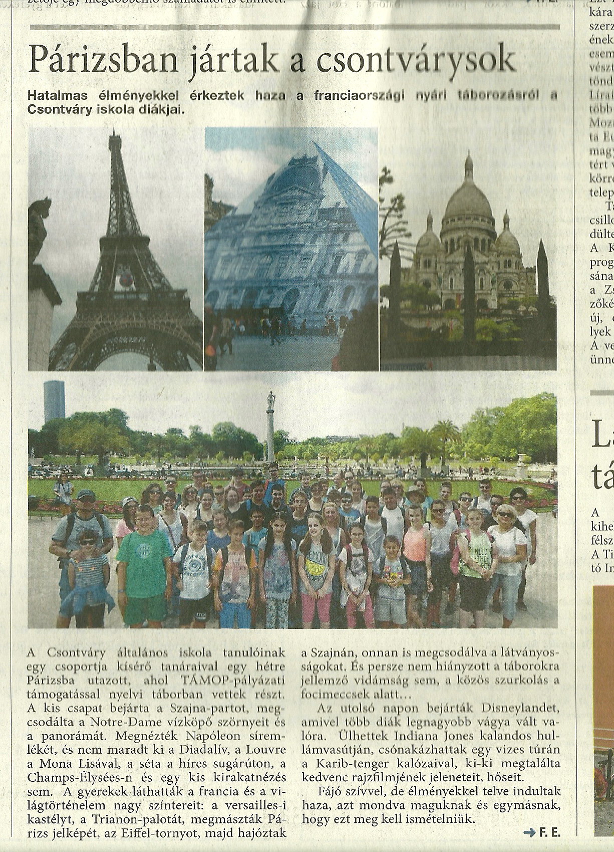 Párizsban jártak diákjaink